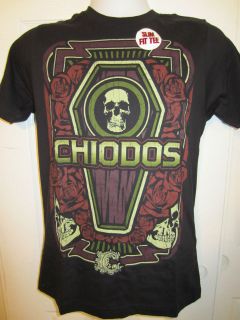 Hot Topic Chiodos  COFFIN & SKULLS T Shirt Size X Small NWOT Slim 