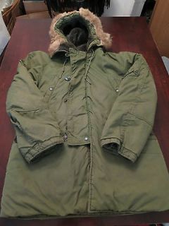 VTG Army Military USAF Flying N 3B Cold Weather Parka Jacket Coat Fur 