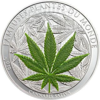 MARIHUANA Canapa Cannabis Leaf Famous Plants Smelling Coin 100 Francs 