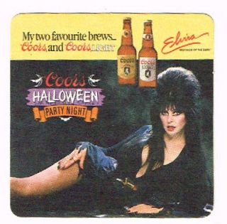 Halloween 1993 Coors Beer Elvira 3½ inch Coaster Tavern Trove