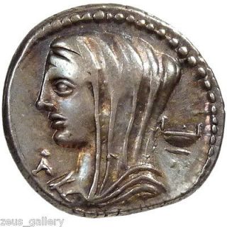 VESTA L Cassius Longinus Ancient REPUBLIC Silver Denarius Coin 63 BC 