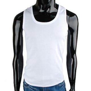 Mens Cotton Fitted Athletic Gym Vest Sleeveless Tank Top One Size(TP 