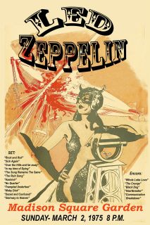 Led Zeppelin at Madison Square Garden Tour Poster 1975