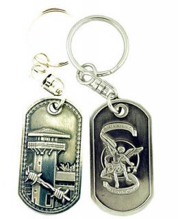 CORRECTION OFFICER ST. MICHAEL BRUSHED STEEL KEYCHAIN