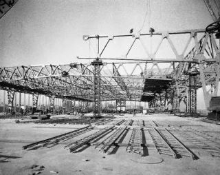 4x5 NEGATIVE 1960 New Convention Hall,roof trusses