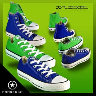 Converse All Star Hi Ox Lo Pumps Trainers Juniors Green Blue UK 3 4 5 