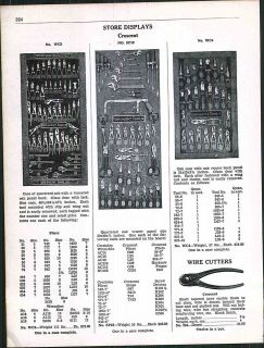 1947 ad Crescent Store Display Boards Wrenches Pliers Snips Saw 