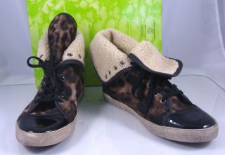 SAM EDELMAN Cori women fashion sneakers in Silver/Black Cheetah 