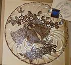   OVERLAY ON CRYSTAL WEDDING BELLS CAKE PLATE SILVER CITY NEW IN BOX