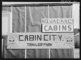 The no vacancy sign is common in tourist,cabin courts at Hermiston 