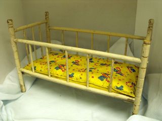 VTG Antique baby doll crib bed original matress Super COOL