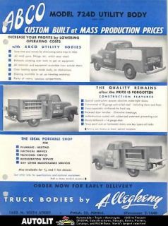 1950 Allegheny ABCO Model 724D Utility Truck Body