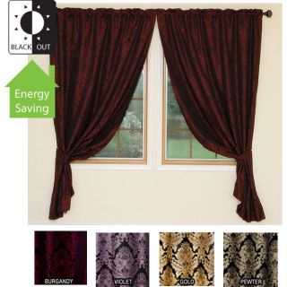 Damask Jacquard Insulated Blackout 84 inch Curtains   Gold