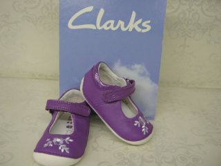 Clarks Girls Ida Glam Purple Leather Velcro Cruisers