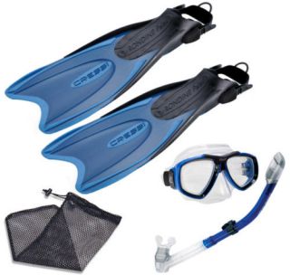 Cressi Palau Long Fin Focus Mask Dry Snorkel Set, XS/SM