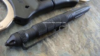   Defender Tactical Pen BLACK Glass Breaker Crown Kubaton Kubotan