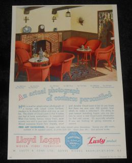 Original 1937 Lloyd Loom (in Red) Woven Fibre Furniture Vintage Advert 
