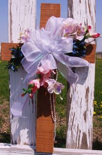 Grave Flowers Freesia Wooden Cross Door Window Wall or Cemetery for 
