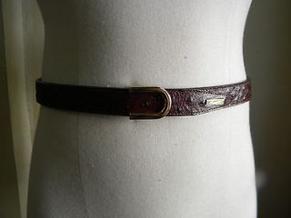 DSQUARED VERY RARE THIN BROWN OSTRICH EMBOSSED LEATHER GOLD BUCKLE 