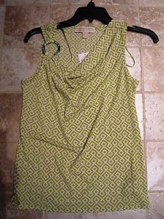 MICHAEL KORS green lime & white tank top SIZE XS extra small NEWWT 