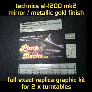   SL 1200 MK2   REPLICA GRAPHIC KIT   MIRROR / METALLIC GOLD   CUSTOM