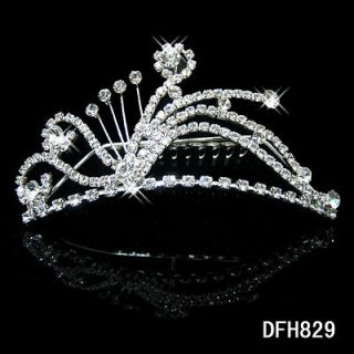 Wedding Bridal Prom Pageant crystal tiara crown headband comb 0829