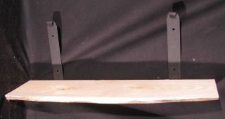   Edge / Natural Edge Slab Locust Wood Shelf With Custom Steel Brackets