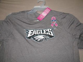 NFL Philadelphia Eagles Football PINK Cancer Ribbon T Shirt Womens 