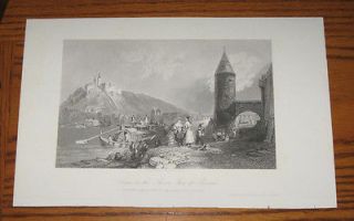 PASSAU GERMANY Danube River Inn Old House Boats & Castle 1858 Antique 