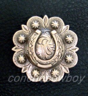 Set of 6 WESTERN ANTIQUE SILVER HORSE SHOE BERRY CONCHOS 1 inch