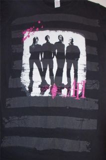   Small Black Band Graphic Tee Hot Pink Stripe Davey Havok A Fire Inside