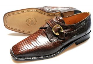 New DAVID EDEN Italy Teju Lizard Brown Shoes 13 NIB