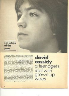 David Cassidy, The Partridge Family, Full Page Vintage Clipping