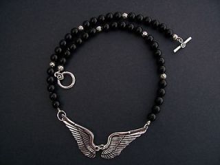 Onyx Angel Wings Necklace Chrome Hearts Baby King Queen