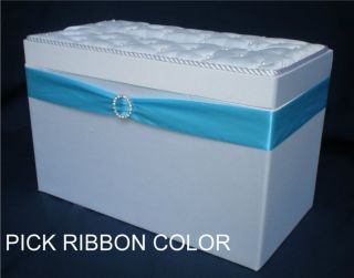 Custom Ribbon Color White Satin Wedding Gift Card Box Wishing Well Box 