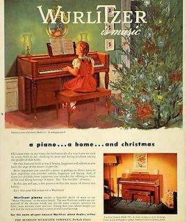 1947 Ad Wurlitzer Spinette Piano Mahogany Model 425   ORIGINAL 