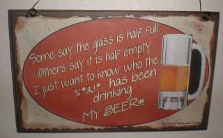   BEEN DRINKING MY BEER MAN CAVE TIKI BAR PUB SIGN REDNECK PARTY PLAQUE