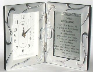 JUDAICA   6.7 X 4.7 ENGLISH HOME BLESSING ON TABLE FRAMED CLOCK