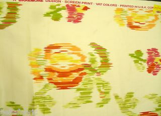 Ikat Cotton Fabric Home Decor Peach Yellow Red Persimmons Green Leaf 2 