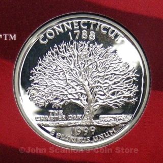 1999 S Connecticut State Quarter   Gem Proof Deep Cameo (90% Silver)