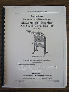 McCormick Deering All Steel corn sheller IHC Manual International 