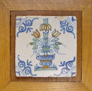 Dutch Delft Tile Flower Vase Circa 1625 Polychrome