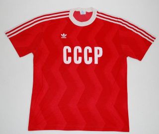 1980s RUSSIA CCCP USSR ADIDAS HOME FOOTBALL SHIRT (SIZE L)