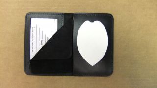 Police Shield & ID Case Holder Recessed Badge Cut Out Genuine Leather 