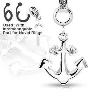   Surgical Steel Navel Belly Button Dermal Ring Jewelry Charm Anchor