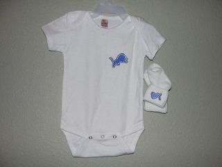 Detroit Lions Baby One Piece 3 6 Months with Socks White NWOT