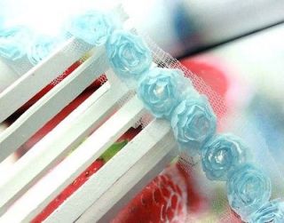  blue 3D rose venise lace fabric trim DIY sewing wedding cloth dress 