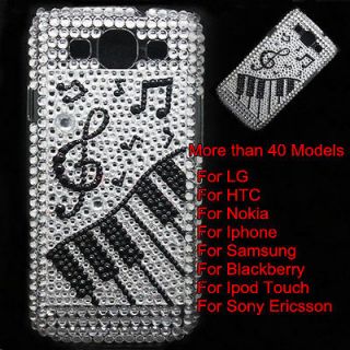 Music Piano Diamond Bling Crystal Pearl Hard Back Case Cover For Cell 
