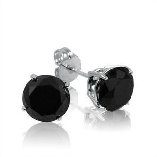   Carat tw Black Diamond Stud Earrings in 14K White Gold (Princess Cut