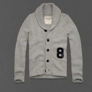   New Abercrombie Mens Warm Sweater Cardigan Dickerson Notch Grey Size L